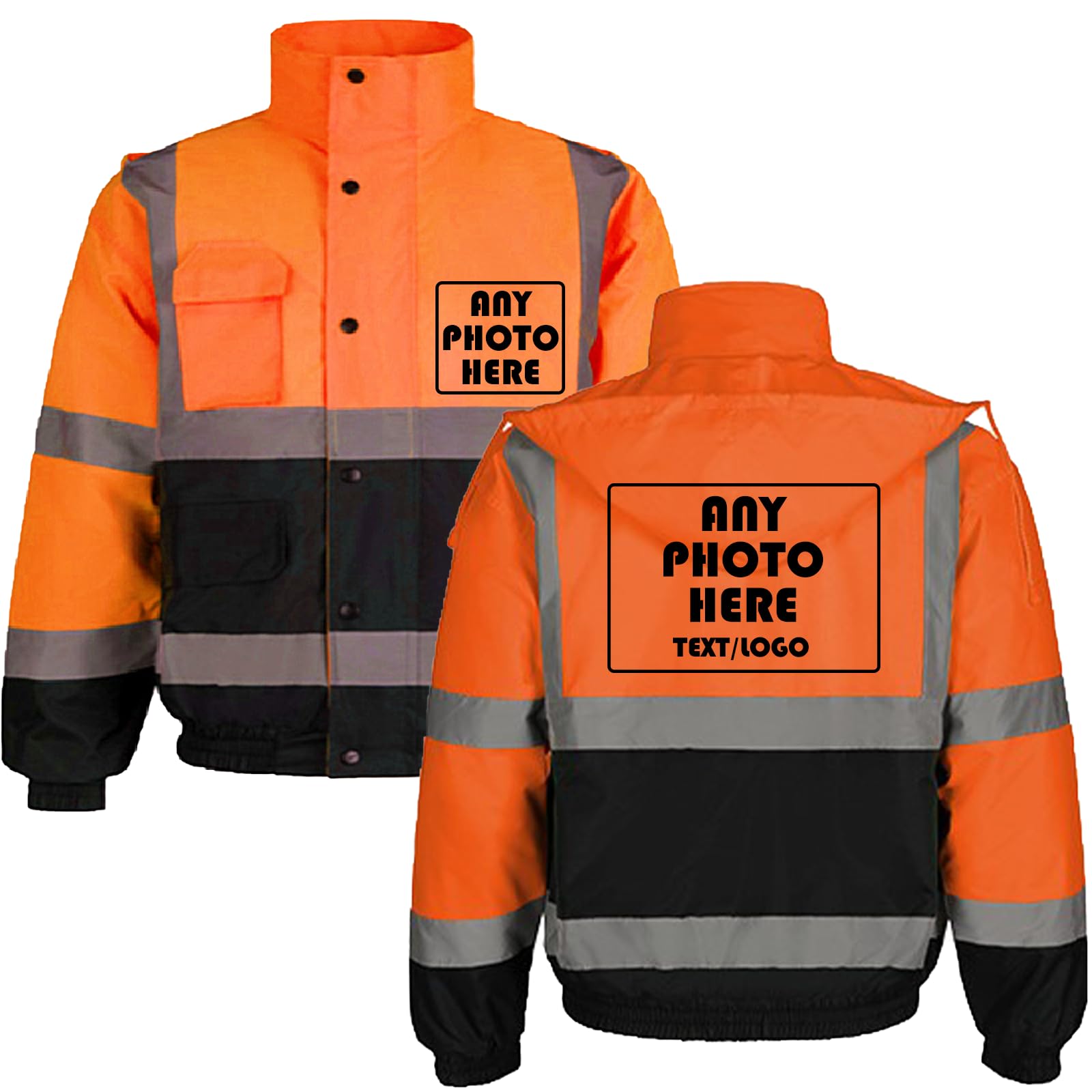 Bomber di sicurezza ad alta visibilità personalizzato con logo personalizzato cappotto di sicurezza impermeabile abbigliamento da lavoro per uomo con cappuccio