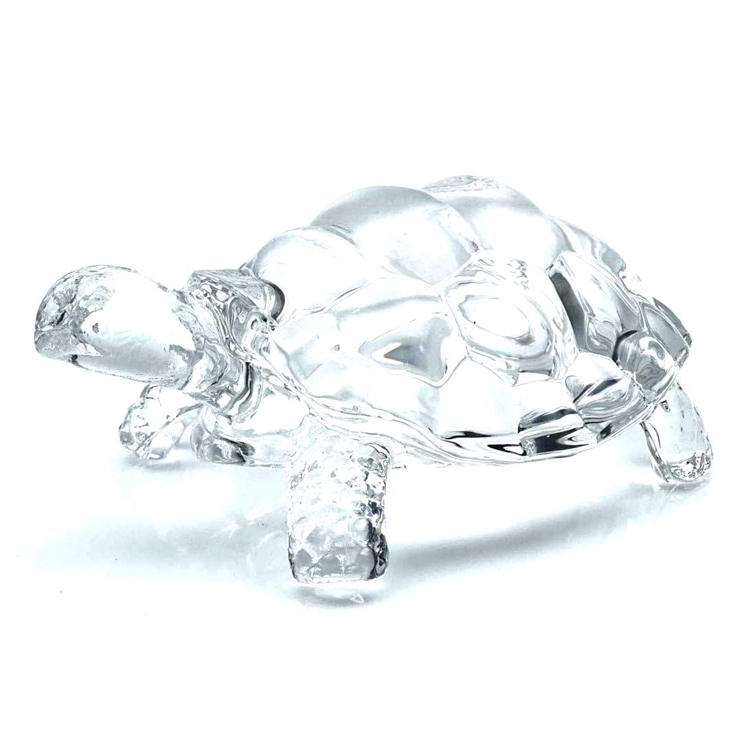 Feng Shui Tortoise Turtle Crystal Clear Glass Statue, Crystal Tortoise Decorative Showpiece for Car Dashboard & Home Decor, Made in India Best for Gifting