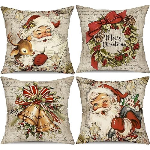 DFXSZ Christmas Pillow Covers – Vintage Farmhouse Holiday Decor