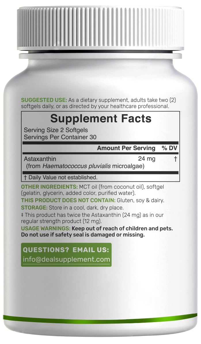 DEAL SUPPLEMENT Astaxanthin 24 mg Per Serving, 60 Softgels — Amazon image 6