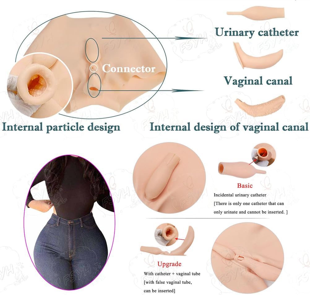 Silicone Vagina Panties Fake Pussy Butt Padded Push Up Control Panty Male to Female Hiding Gaff Boxer Briefs