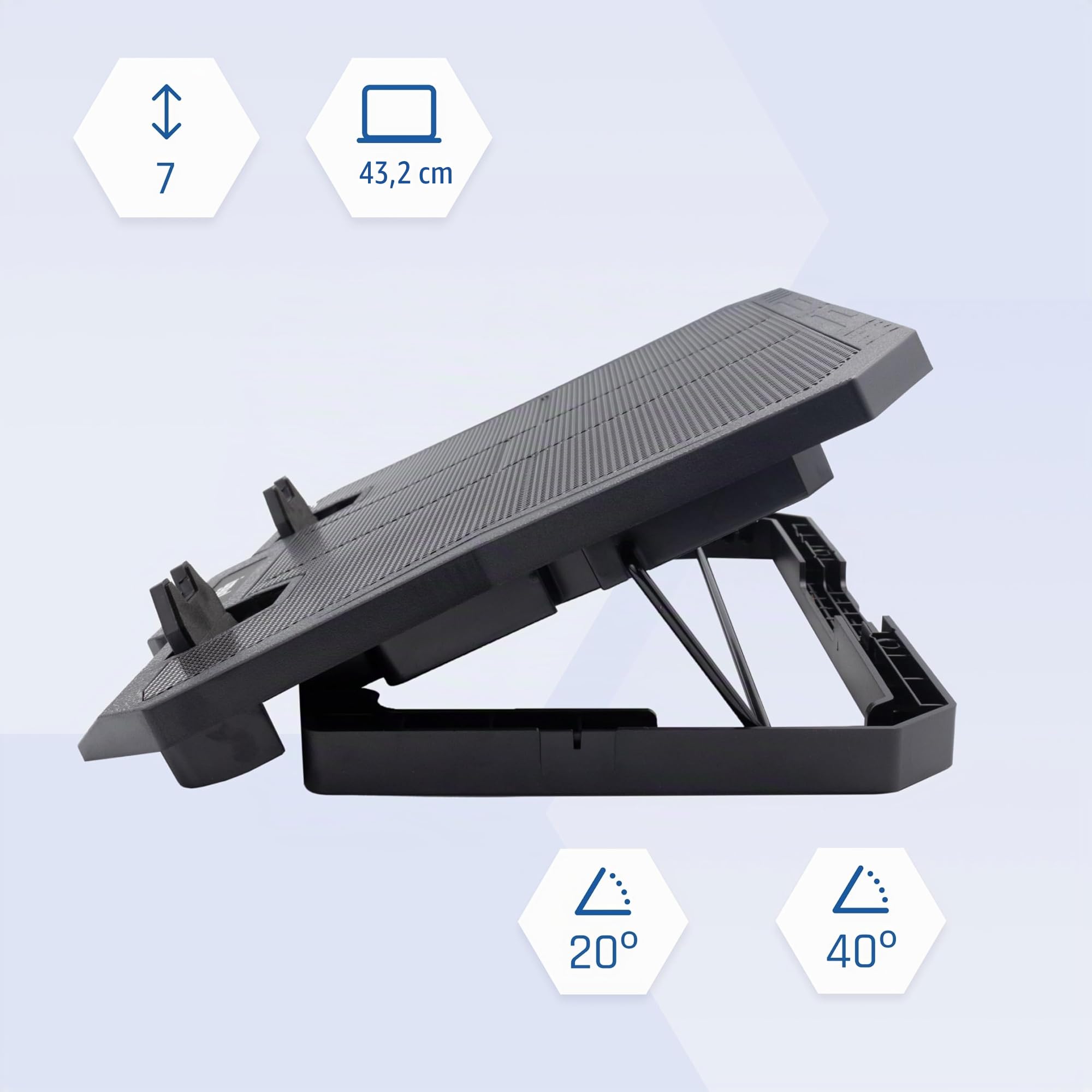 iggual – Base di Raffreddamento Portatile fino a 17” con 6 Ventole Silenziose e Supporto per Smartphone, Supporto Regolabile con 7 Angolazioni e Luce LED Blu, Include Cavo USB-A (RP6V17)