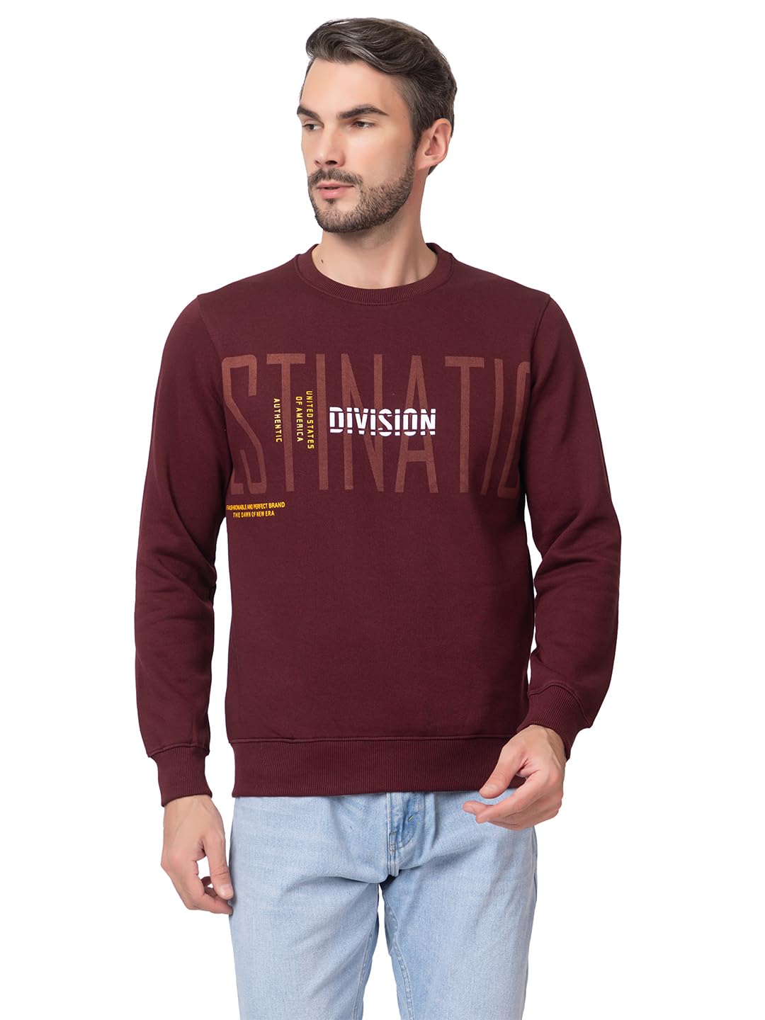 ARIIX Cotton Blend Round Neck Men's Sweatshirt-3S-414-Wine