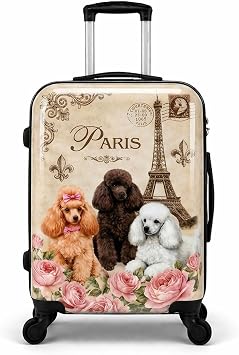 World Traveler Chariot Paris Poodles Dog Lover 20-Inch Carry-On Hardside Expandable Spinner Luggage with TSA Lock