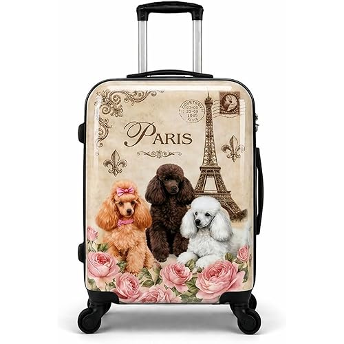 World Traveler Chariot Paris Poodles Dog Lover 20-Inch Carry-On Hardside Expandable Spinner Luggage with TSA Lock