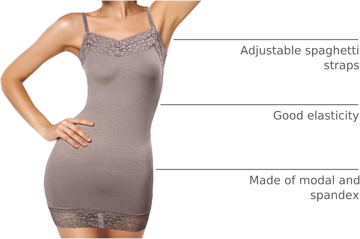 Bencailor 4 Pack Women's Long Tank Tops, Lace Camisole Neck Cami