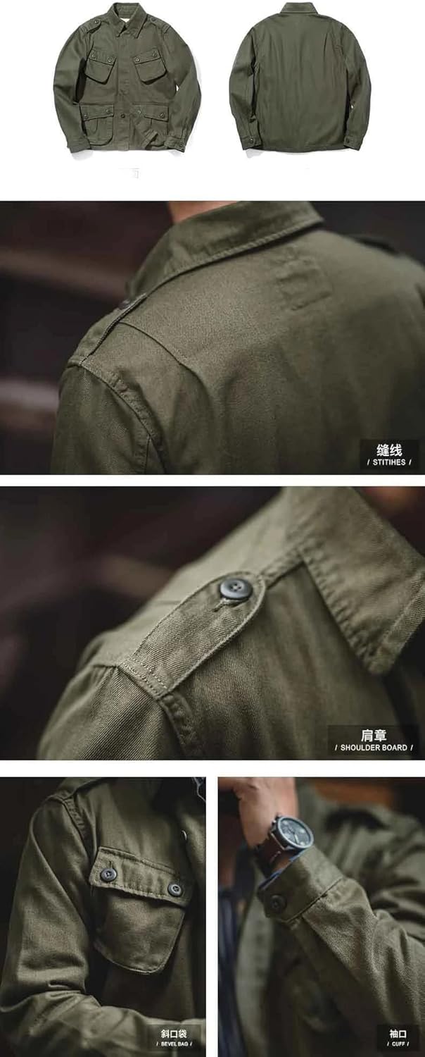 Men Retro Multi Pocket Paratrooper Outdoor Outerwear Jacket Coat