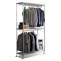 アイリスオーヤマ メタルラック ハンガーラック 幅120×奥行46×高さ210cm ラック 棚 シェルフ 収納ラック キッチン 収納 メタルシェルフ ワードローブ2段タイプ SEW2-1221BC シルバー