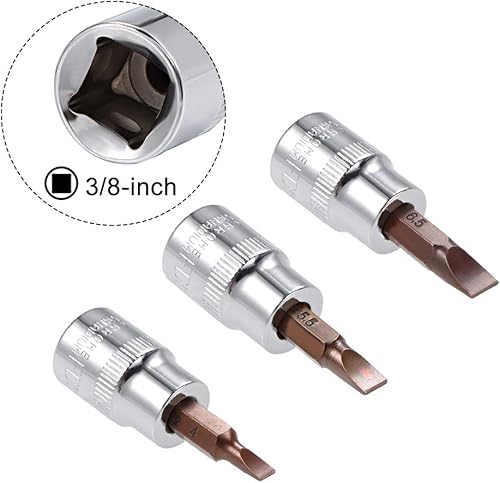 Miniatura 3 de uxcell Unidad de 3/8" x FD4 - Juego de llaves de vaso ranuradas FD6.5, brocas de acero S2, enchufes CR-V