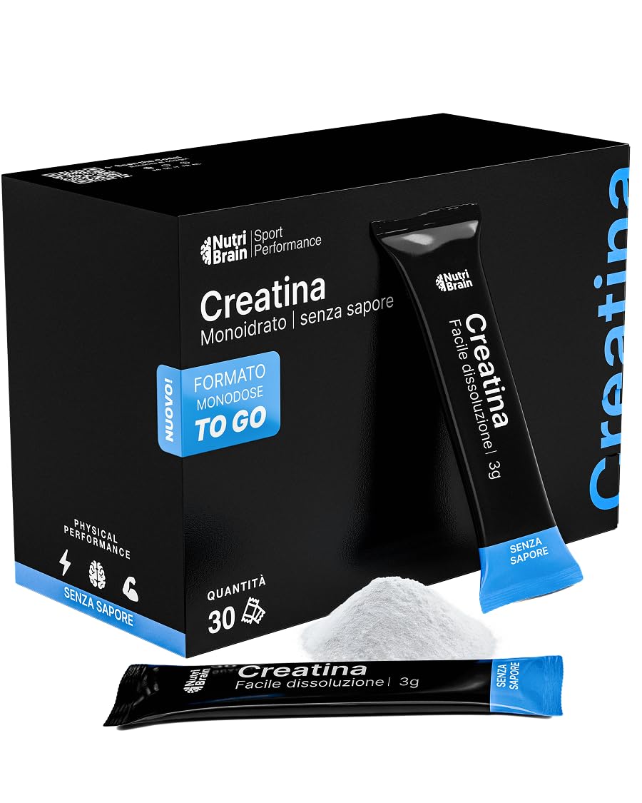 Creatina Monoidrata Pura in Stick 3000 mg | Integratore per Palestra: Forza, Massa Muscolare, Resistenza, Recupero, Energia e Agilità Mentale | Vegana, Senza Glutine, Non OGM | Per Uomo e Donna
