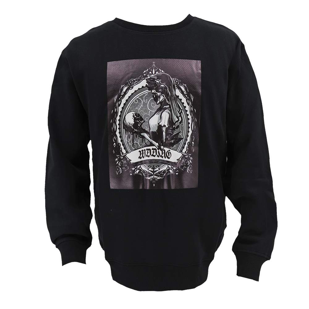 Black Sweaters for Women Pullover Crew Neck Classic Long Sleeve Print Sweatshirt