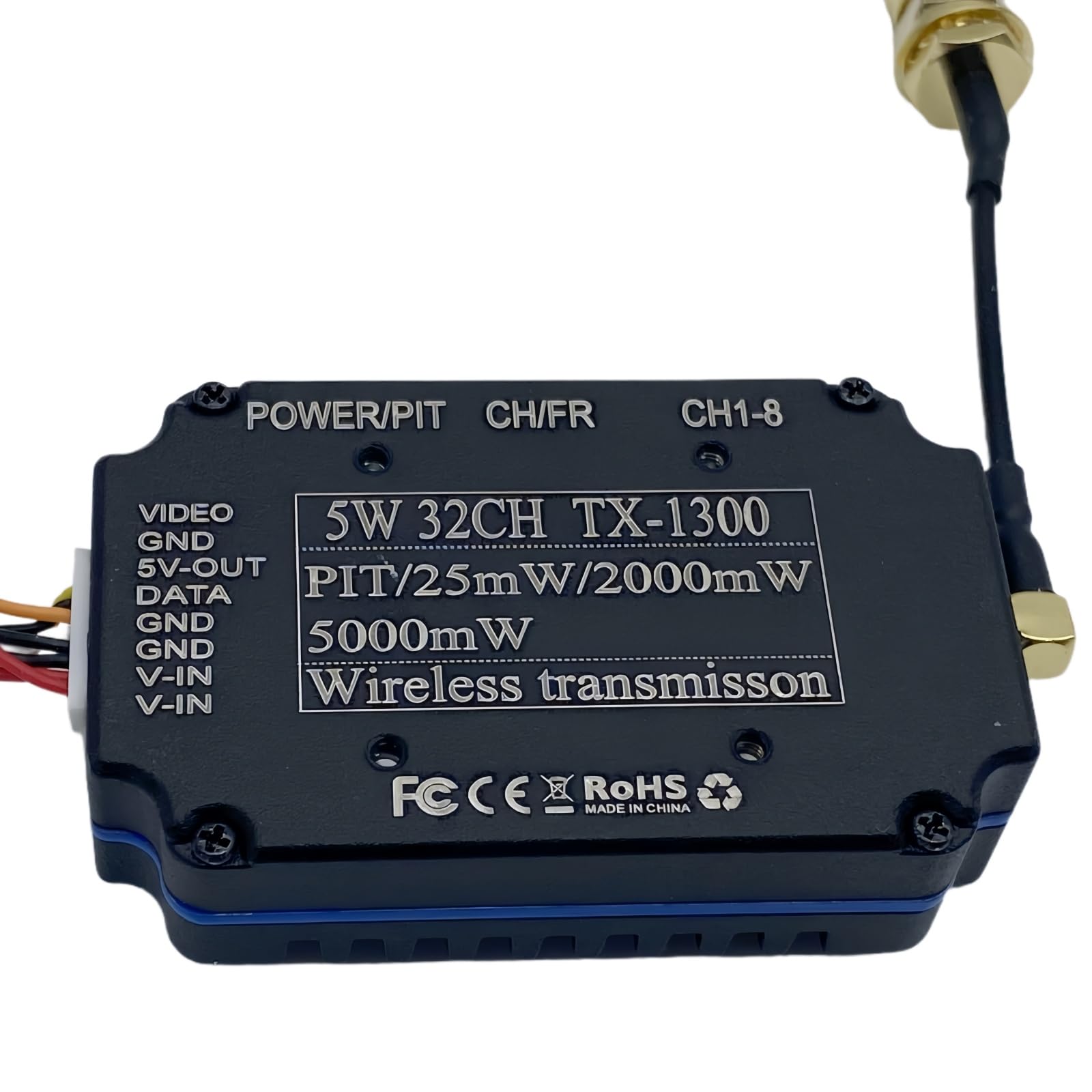 5W 1.3GHz 32CH Ultra-Light 24.5g FPV Video Trasmettitore ad alta potenza VTX a lungo raggio per i droni