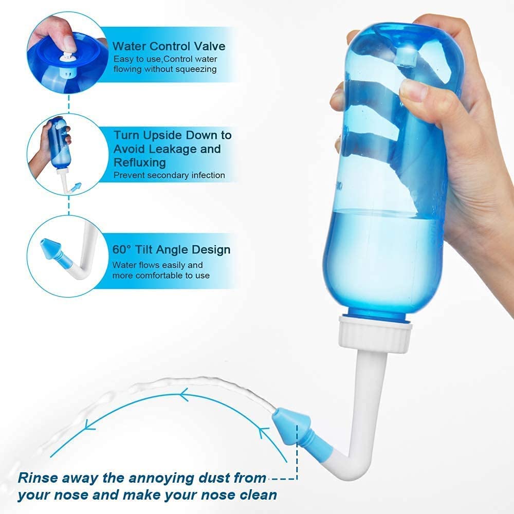 BROGBUS Nasal Wash Neti Pot Sinus Rinse Bottle for Adult & Kid BPA Free 500ml 4