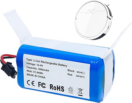 3600mAh Battery Replacement Compatible with Tikom G8000Pro Robot Vacuum | Rechargeable Li-ion Battery,Long battery life,Numbers INR186504S1P Only compatible with G8000pro