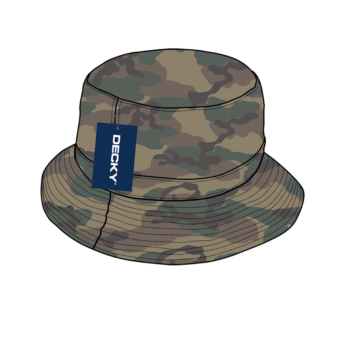 DECKY 961-PL-WDL-07 Polo Bucket Hat, Woodland, L_Xl