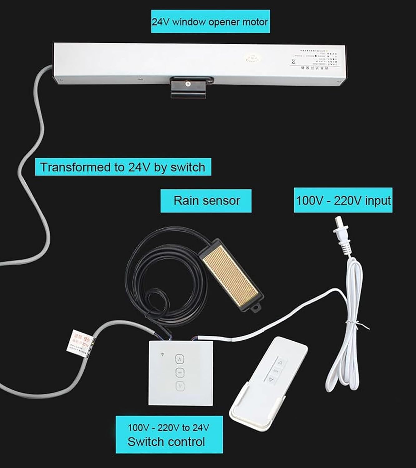 Electric Chain Window Opener,Automatic Window Opener,with Remote Control/Switch，Automatic Window Opener(1000mm)