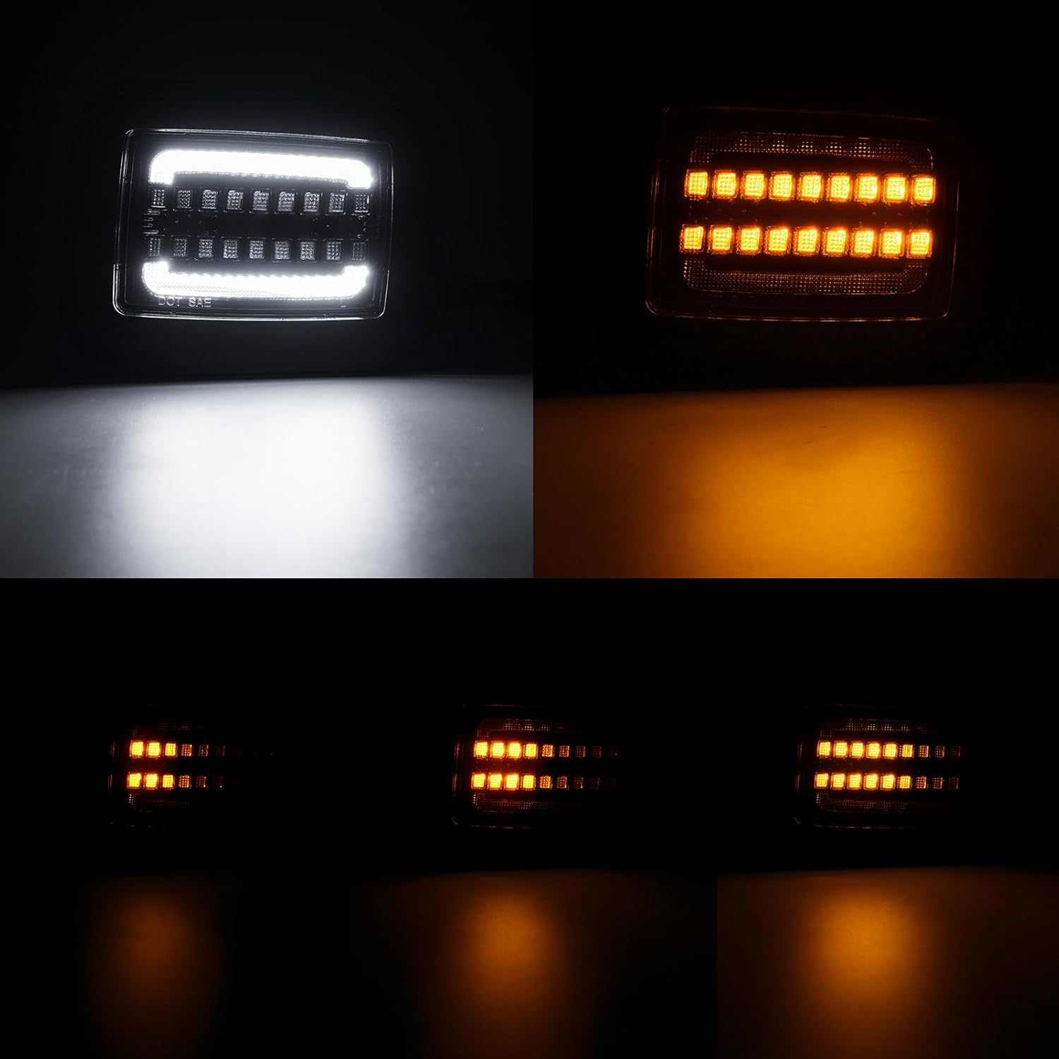 Front Turn Signal Corner Marker Lights Compatible with H2 2003-2009 Yellow Dynmaic Sequential Blink LED as Turn Signal Lights,White as Daytime Running Lights (Clear Lens)