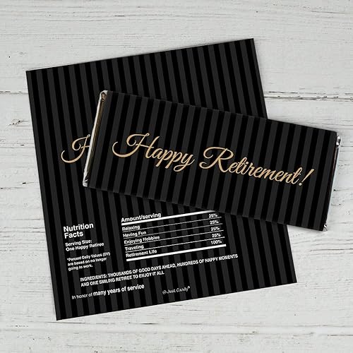 Envolturas de recuerdos de fiesta de jubilación de 24 quilates para barras de caramelo (paquete de 24) regalos de bricolaje para invitados