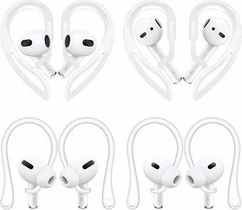 4 pares de ganchos para las orejas compatibles con AirPods Pro 2 2022, ganchos antideslizantes en forma de C y rotación de 360 grados de longitud disponible en Yaxa Peru