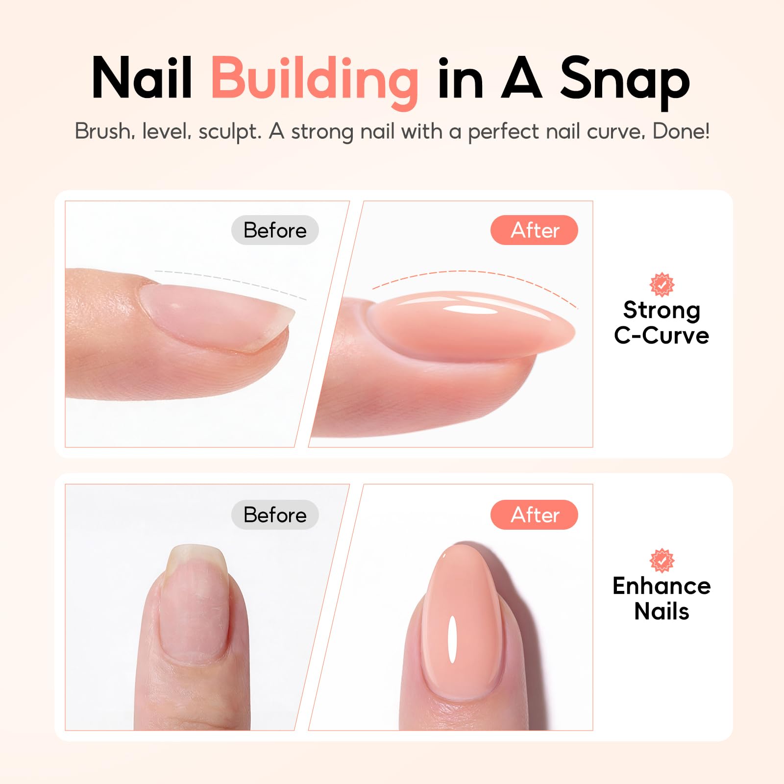 PEACECOLOR Builder Uñas Gel 10ML, Pintauñas Semipermanentes Blanco Lechoso Rosa Nude Gel Constructor para Extensión Reconstrucción Decoración de Uñas Principiantes y Profesionales — view 2