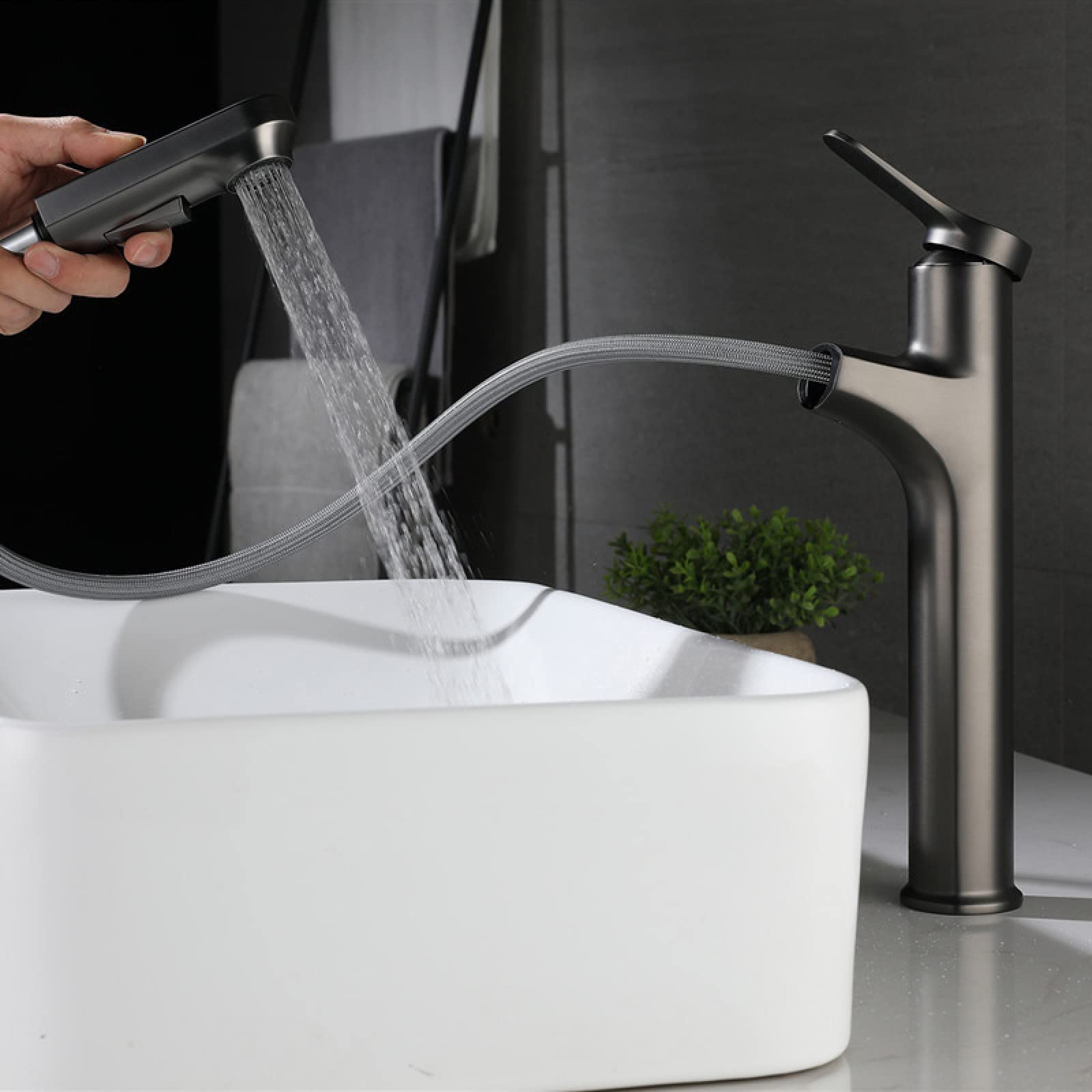 Grifo de baño extraíble, Grifo de Lavabo de baño, Grifo de Lavabo de Doble función, Grifo de un Solo Orificio Compatible con Lavabo de baño de latón, Grifo de Lavabo de baño de una Sola Mani