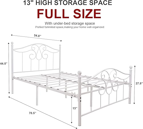 Miniatura 37 de Base de cama de metal Queen con cabecera y estribo, plataforma de granja, marco de cama tamaño Queen para debajo de la cama, no necesita somier y