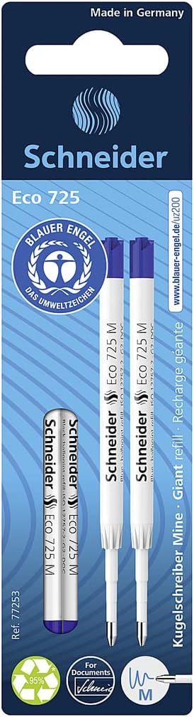 Schneider 10 x Blue Angel Eco 725 Ballpoint Pen Refills (172513)