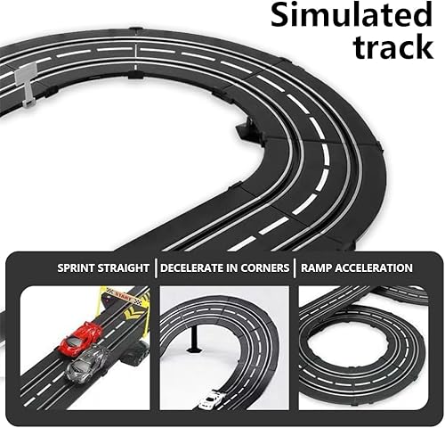 Miniatura 6 de Fulercni Juego de pistas de carreras 2 en 1 con ranura para automóvil dos modos de carreras 4 coches de ranura 143 y 2 controladores eléctricos y 2