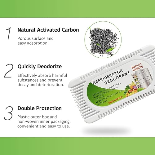 Vista 12 de Desodorizador para refrigerador (paquete de 6) - Eliminador de olores para refrigerador y congelador, carbón activado natural, combate los olores