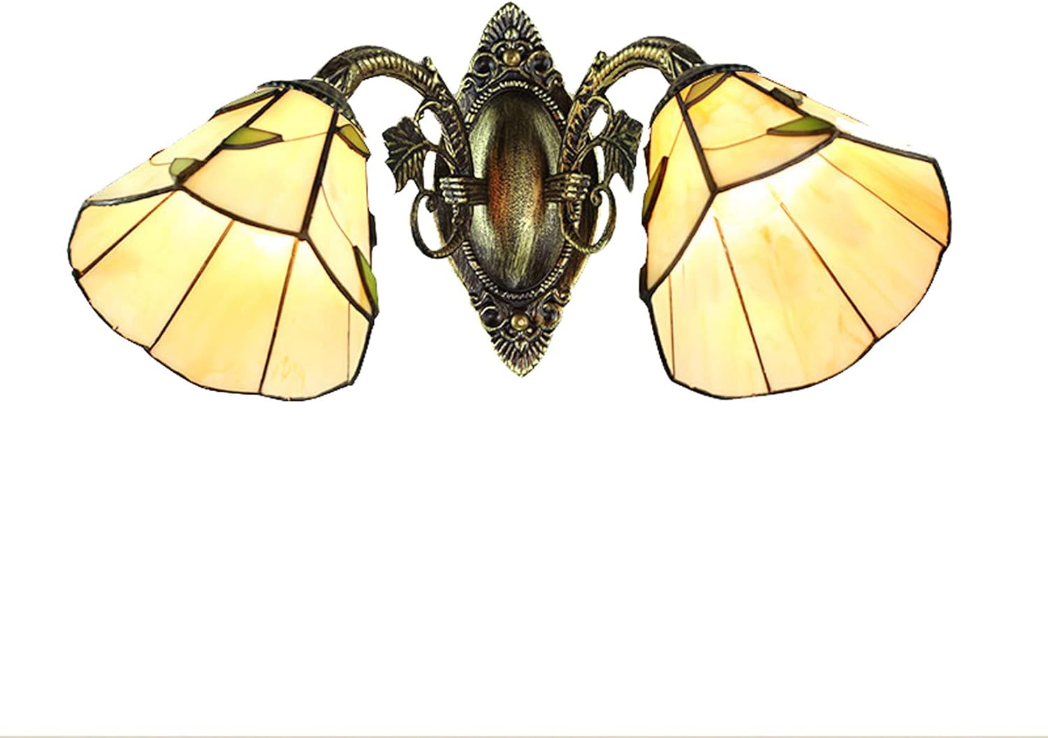 GDLight Pastoral Wall Sconce Lights Tiffany Style Stained Glass Wall Lamp for Bathroom Bedroom Bedside Hallway Balcony, Max40W, 110V-240V,2arms