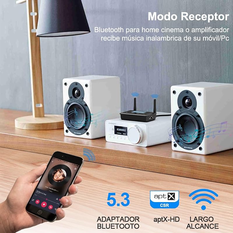 1Mii B03+ Bluetooth 5.3 TV Adó-Vevő LCD Kijelzővel - HiFi Audió Adapter 3.5mm AUX/Optikai Csatlakozással, Alacsony Késleltetésű aptX HD, 2 F