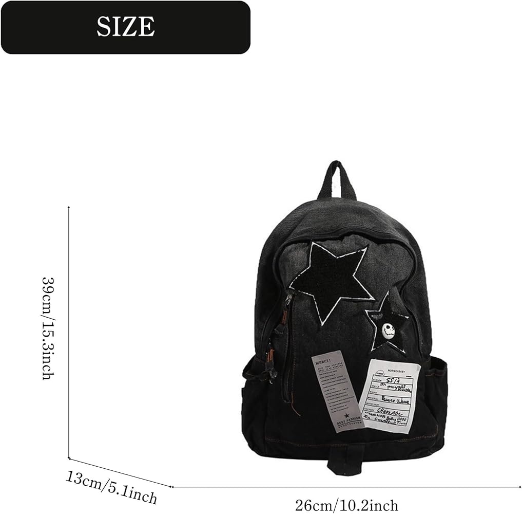 Amazon.com: KANGDAWEI Cute Star Denim Backpack, Grunge Y2K Vintage