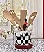ACK Happy Bistro Chef Hand Painted Ceramic Utensil Jar, Utensil Holder, Utensil Crock, Modern Kitchen Decor, Kitchen Storage for for Spoon, Ladle, Spatula and More