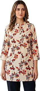 Womens Everyday Wear Rayon Kurti | Stylish Floral Print Short Top | Comfortable 3/4 Sleeve Regular Fit Kurti for College & Work-image-35