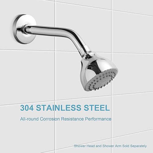 Miniatura 120 de OFFO Brazo de ducha con brida, 6 pulgadas de níquel cepillado para montaje en pared, ángulo de repuesto para cabezal de ducha fijo y cabezal