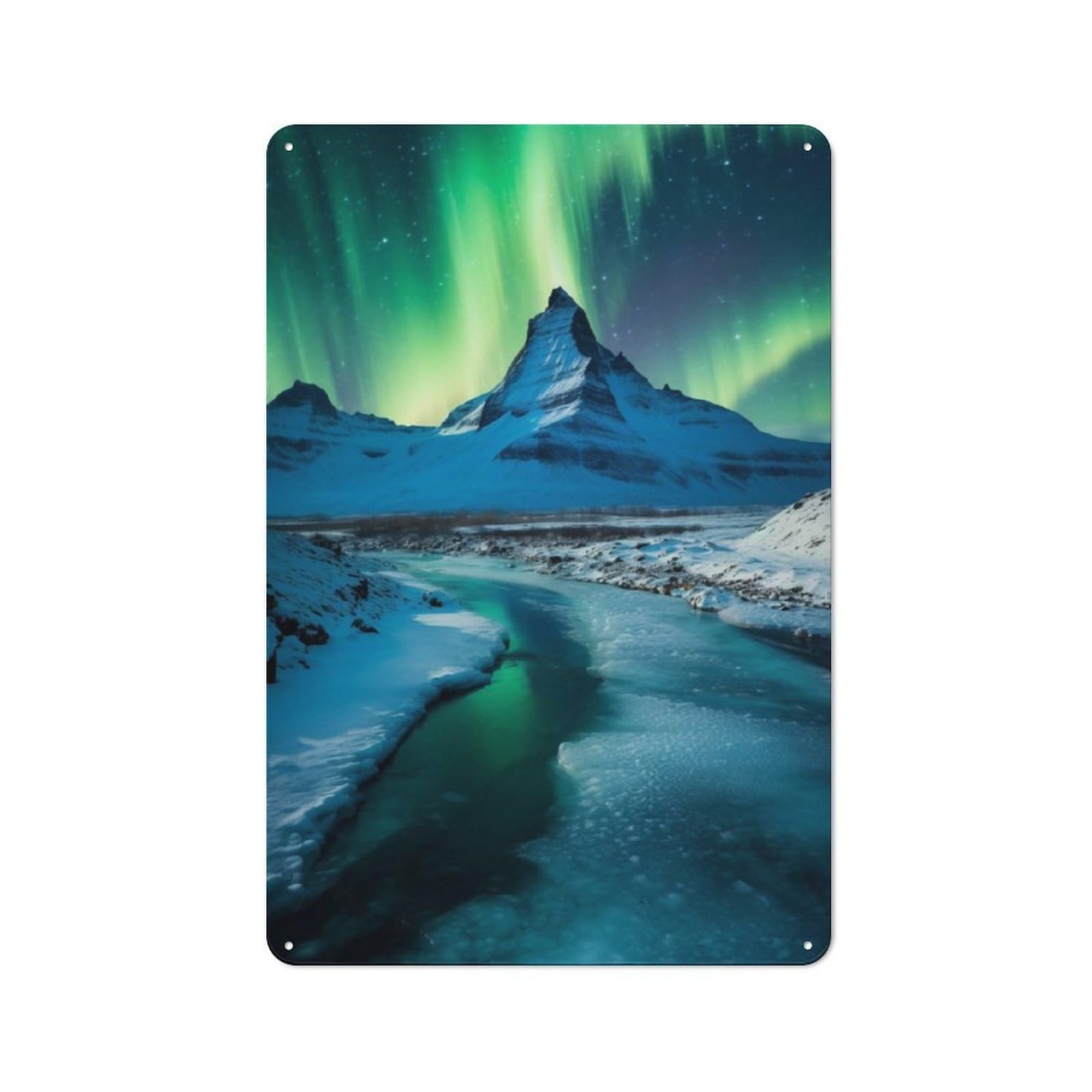 Junmoney Green Aurora Borealis Rustic Tin Sign 30X20cm Featuring For Garage Or Workshop, For Updating Garage And Workshop After Moving