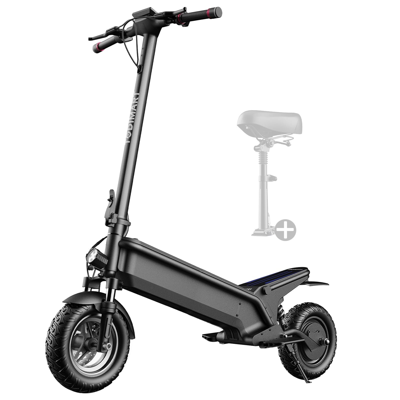 TODIMART Trottinette Electrique Adulte Batterie 48V 7.8Ah Moteur 500W Trotinette électrique avec des pédales Pliantes, Un siège Pliable est Offert en Cadeau, Scooter Electrique Adulte