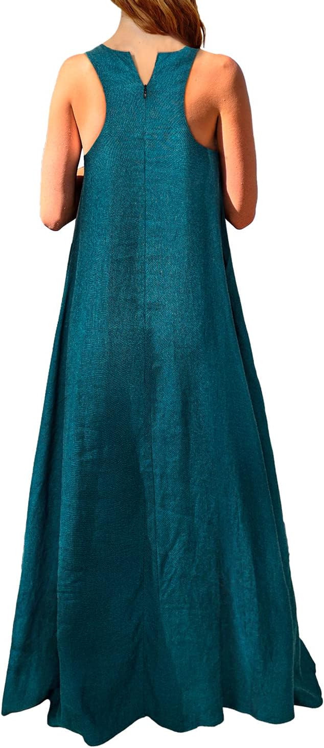 Mingyuezai Women's Sleeveless Linen Maxi Dress Casual Long Dresses with Pockets - Image 2