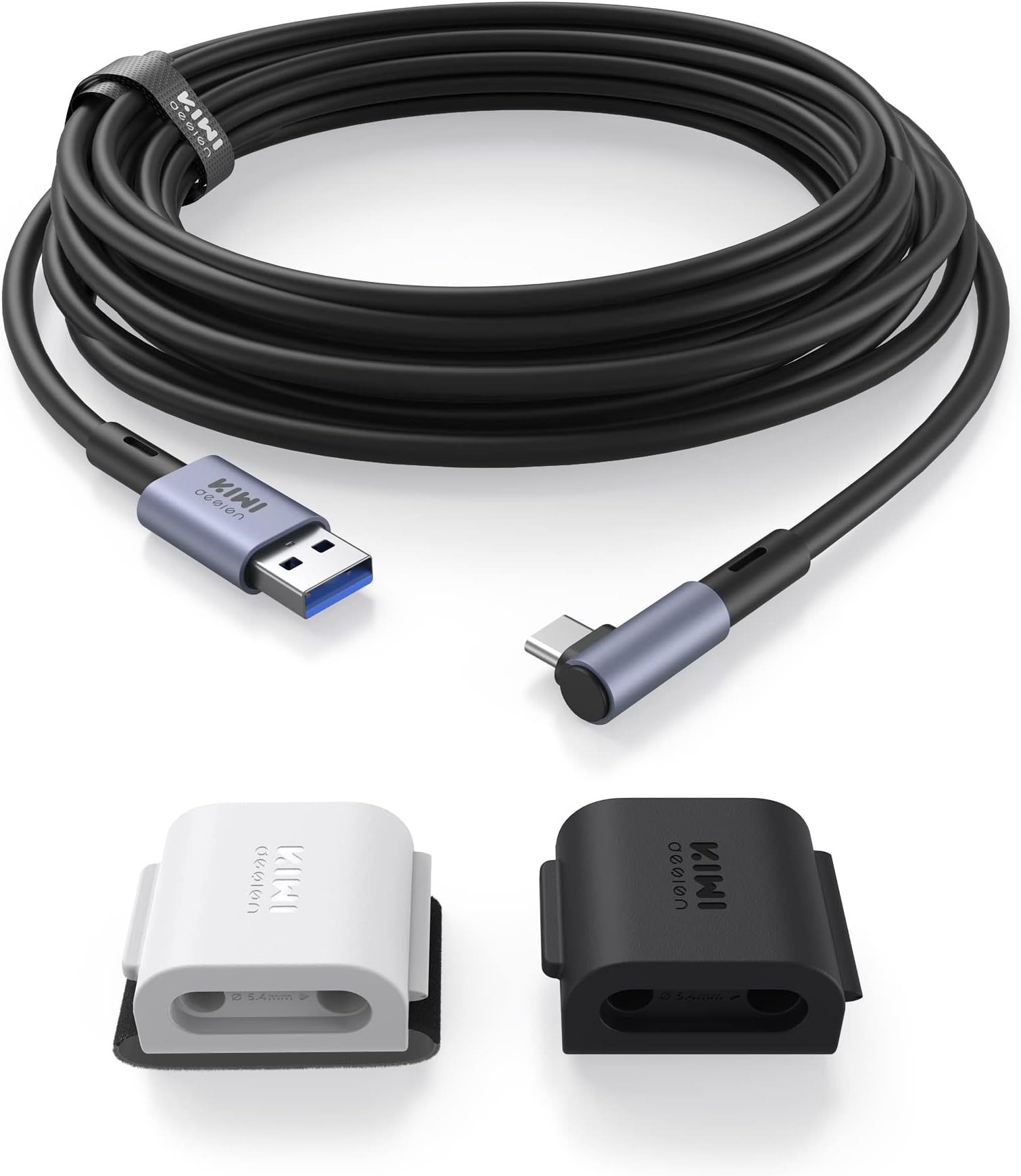 KIWI design Link Cable Accessories 16FT with Cable Clip Compatible with Quest 3/2/1/Pro, and Pico 4, High Speed PC Data Transfer, USB 3.0 to USB C Cable for VR Headset