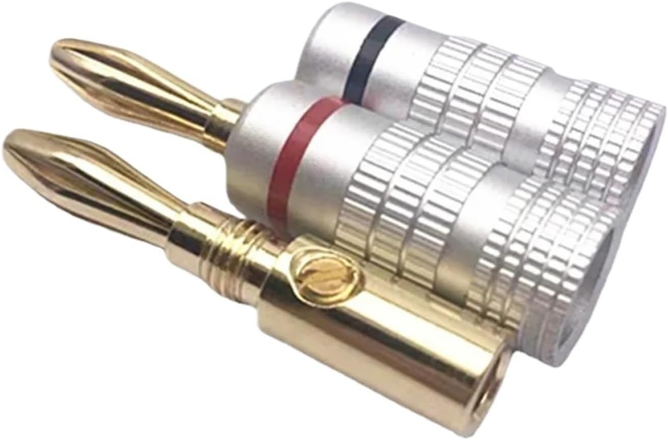 4/8/12/50PCS Banana for Speaker Cable 4MM 24K Gold-Plated Dual Screw Lock Speaker Wire Connector(6 Pieces)