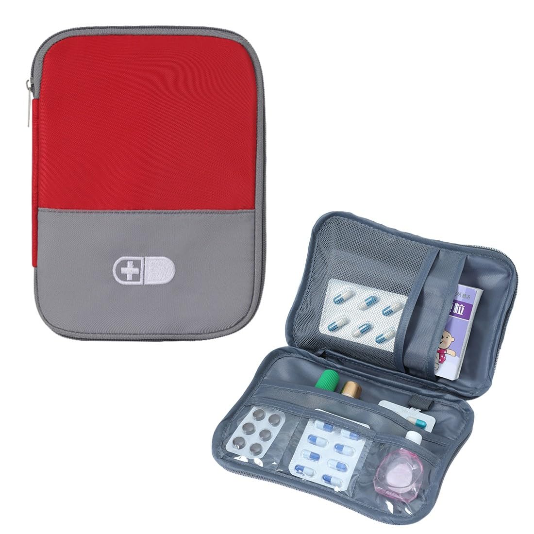 1 Pezzi Borsa Medicia Mini, Kit Pronto Soccorso Viaggio, Impermeabili, Portamedicine Viaggio, Facile da Trasportare, Borsa Medica Vuota per Casa, Auto, Escursioni, Campeggio (Rosso)