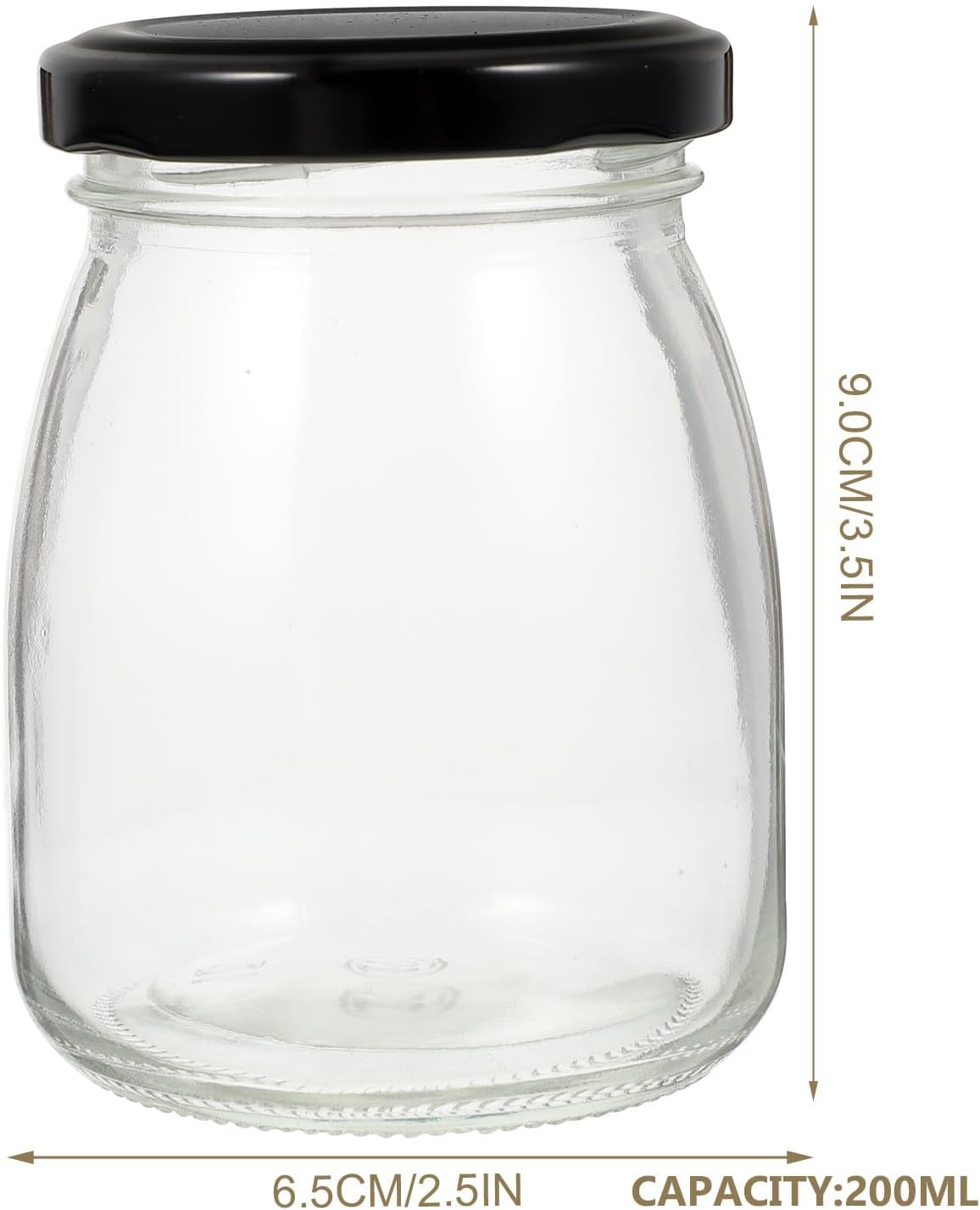 Cabilock 10pcs 200ml Glass Dessert Jars with Lids Yogurt Bottles Candy Storage Containers Kitchen Food Canisters for Household Grain Tea Storage