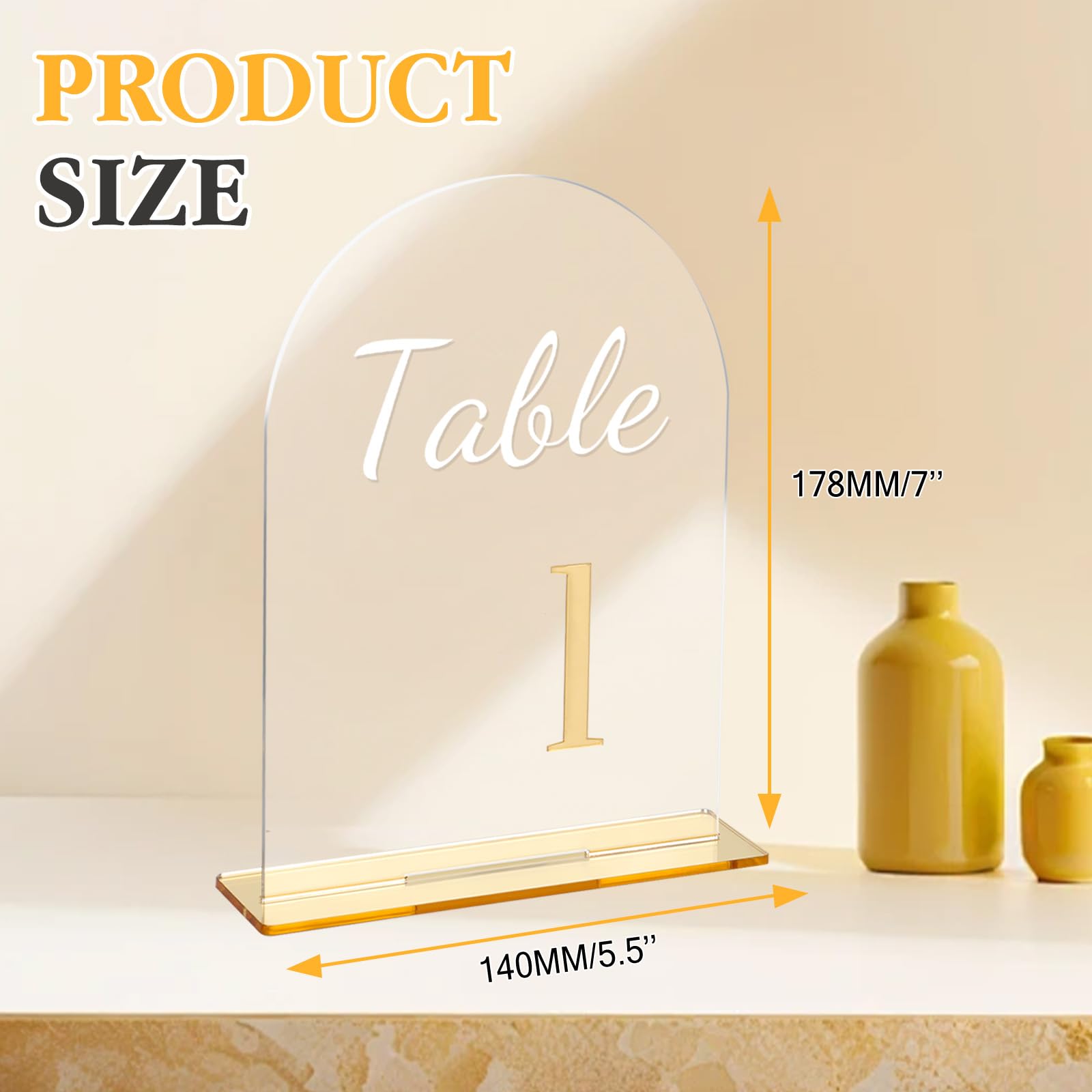 Lot de 20 numéros de table en acrylique transparent - 14 x 17,8 cm - Réutilisables - Chiffres de 1 à 20 - Pour mariage, fête, anniversaire - Décoration de table