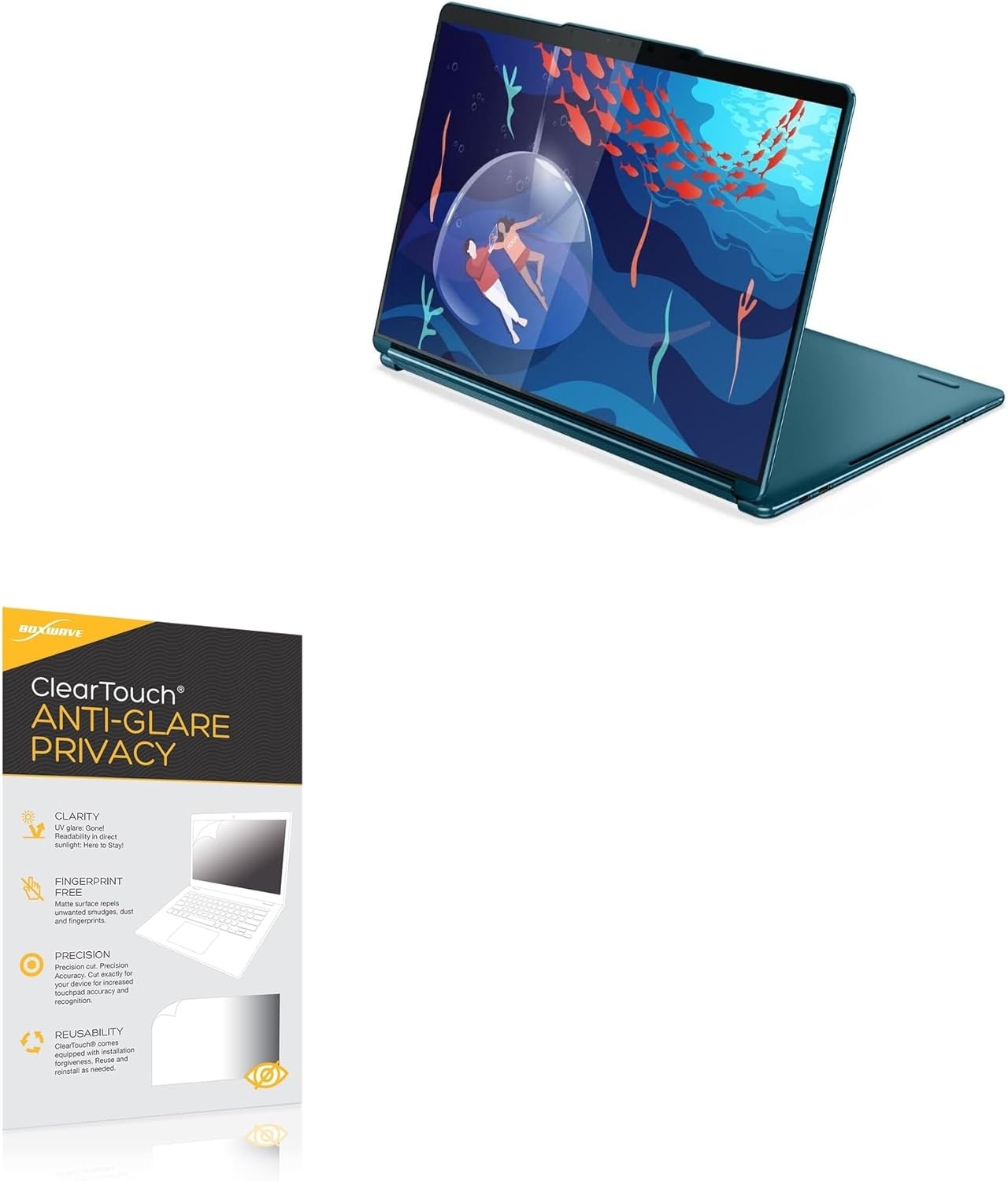 BoxWave Screen Protector Compatible with Lenovo Yoga Book 9i - ClearTouch Anti-Glare Privacy (2-Pack), Privacy Screen Protector Flexible Film Anti-Glare