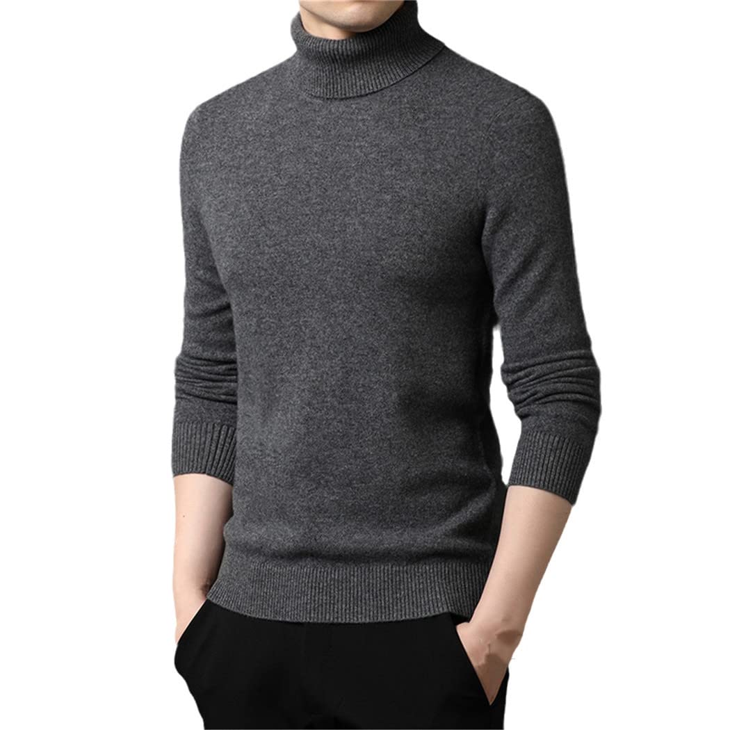 Pull col roulé homme vert uni maille d'hiver chaude taille 5XL - 6