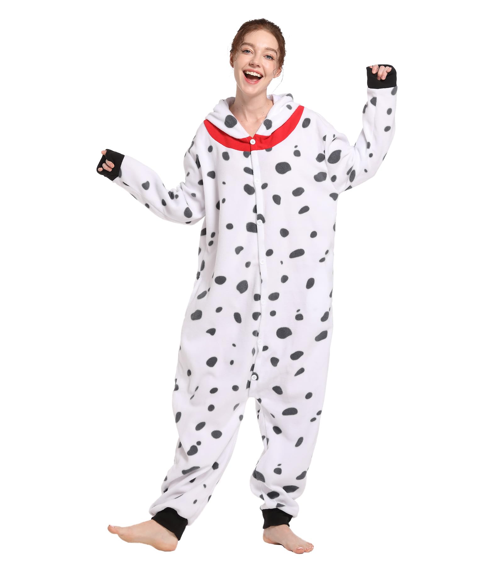 Dodheah Pigiama Unisex Dalmata Pigiama Adulto Halloween Animal Cosplay Costume Tuta di Natale