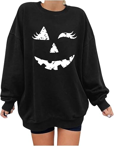 Amazon.com: Sudaderas de Halloween para las mujeres de manga larga Pullover  Tops Casual Funny Skeleton Pumpkin Print Blusa suelta de gran tamaño  Camisas : Ropa, Zapatos y Joyería