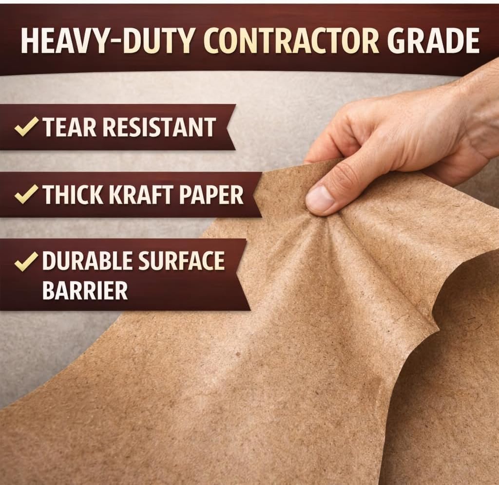 Brown Rosin Floor Protection Paper Roll 36 Inch x 166 Feet Heavy Duty Builder Paper for Construction, Painting & Surface Protection – Made in USA