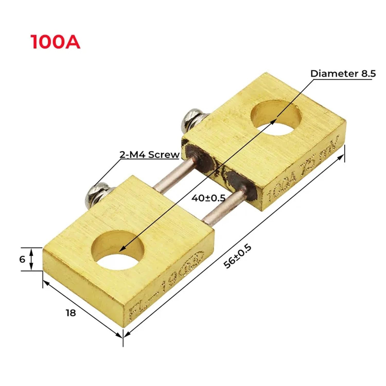 FL-19B Shunt 100A 200A 75mV Welding Machine Brass Resistor DC Shunts 1Pcs(100A)