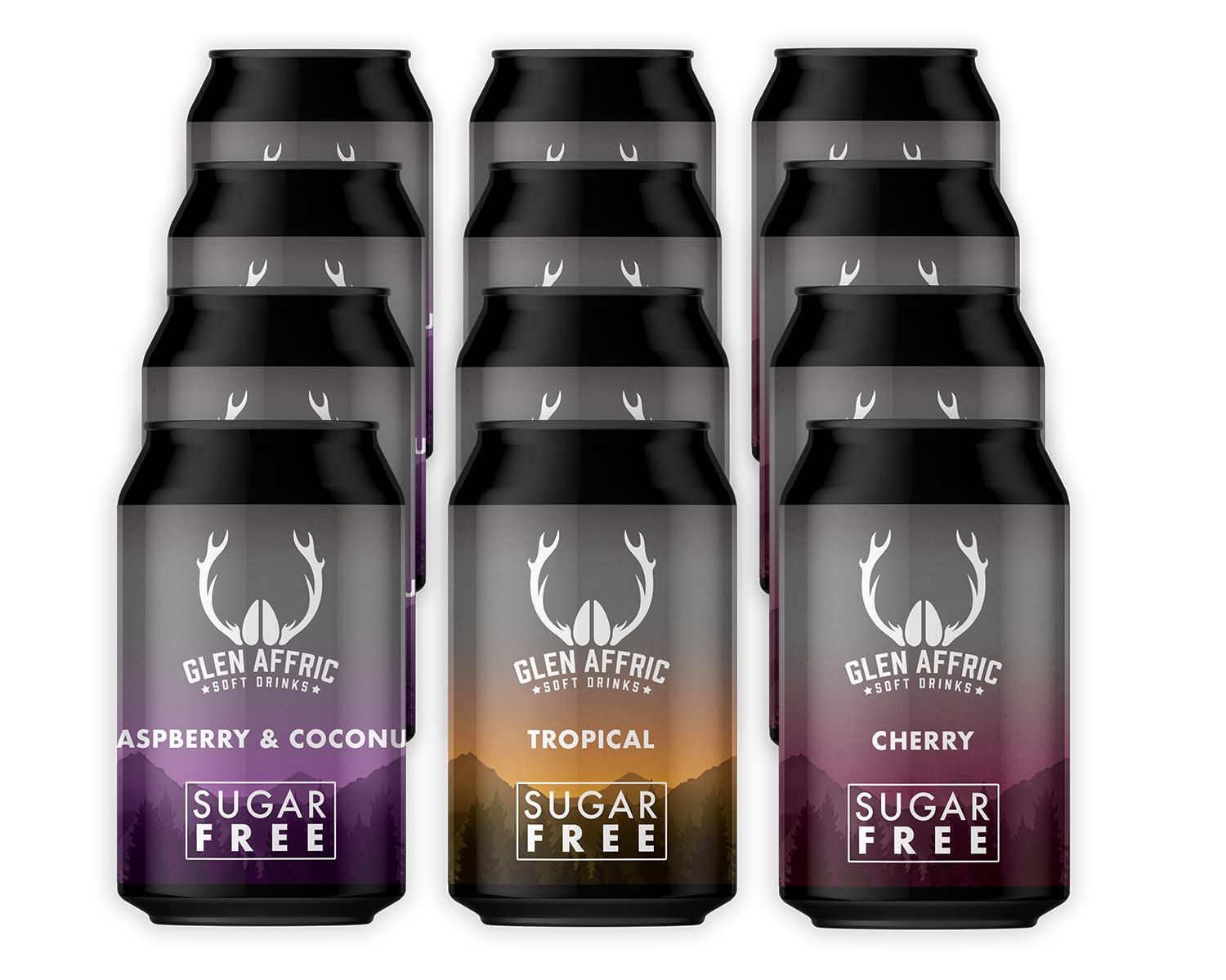 Glen Affric Craft Soda (330ml x 12 Cans), Non-Alcoholic Sugar Free Fizzy Drink, Only Natural Flavours, Zero Calories, Zero Sugar and Zero Carbs (Mixed Case 2022)